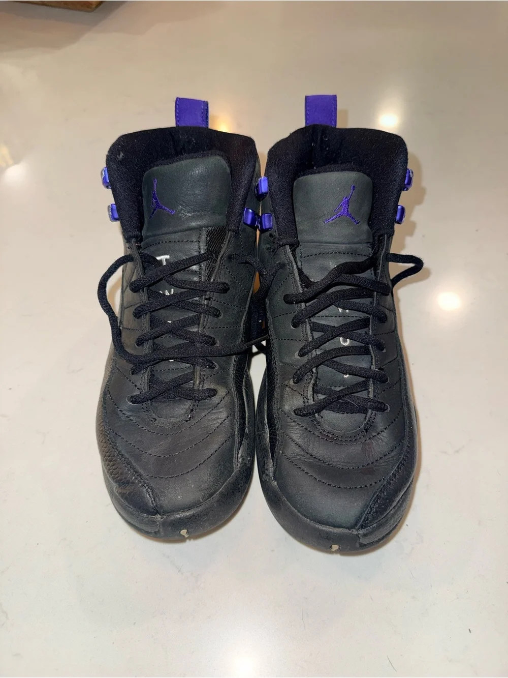 Jordan Kids Black and Purple High-Top Sneakers